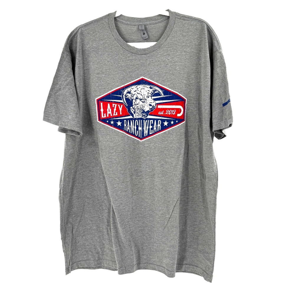 NEW Lazy J Ranch Wear Diamond‎ Hereford T-Shirt Men's XXL Gray Landman Western